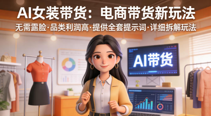 AI女装带货,电商带货新玩法,无需露脸,品类利润高,提供全套提示词,详细拆解玩法 AI女装带货,电商带货新玩法,无需露脸,品类利润高,提供全套提示词,详细拆解玩法