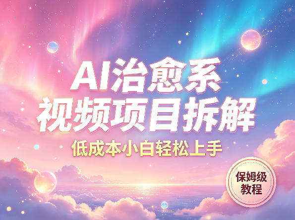 AI治愈系视频项目拆解，低成本小白轻松上手，保姆级教程