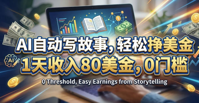 AI自动写故事,轻松挣美刀,1天收入80刀,0门槛 AI自动写故事,轻松挣美刀,1天收入80刀,0门槛