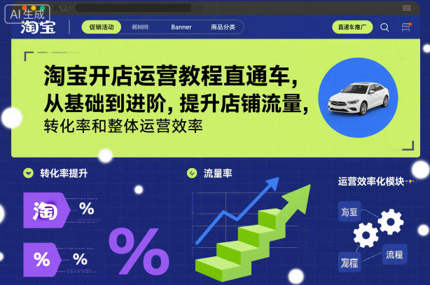 淘宝开店运营教程直通车,从基础到进阶,提升店铺流量,转化率和整体运营效率(更新26年4月14日) 淘宝开店运营教程直通车,从基础到进阶,提升店铺流量,转化率和整体运营效率(更新26年4月14日)