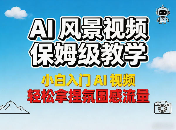 AI风景视频保姆级教学,小白入门AI视频,轻松拿捏氛围感流量