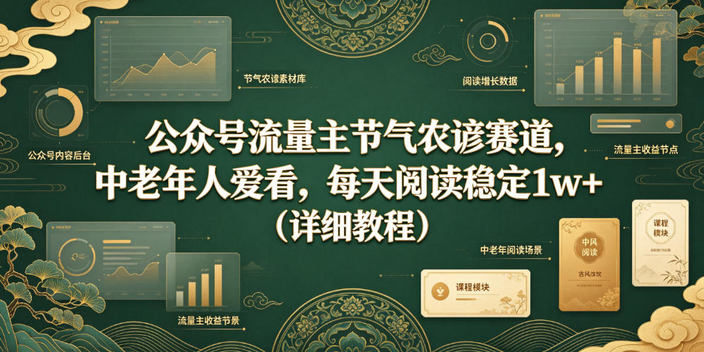 公众号流量主节气农谚赛道,中老年人爱看,每天阅读稳定1w+(详细教程)