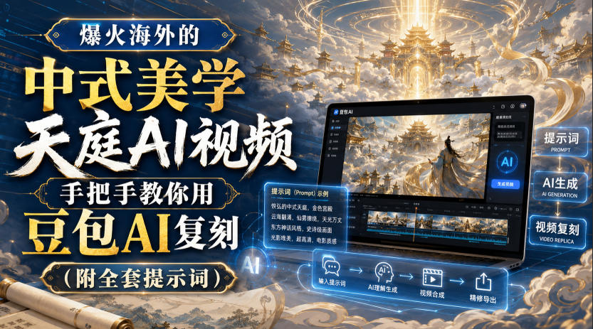 爆火海外的中式美学天庭AI视频，手把手教你用豆包AI复刻（附全套提示词）